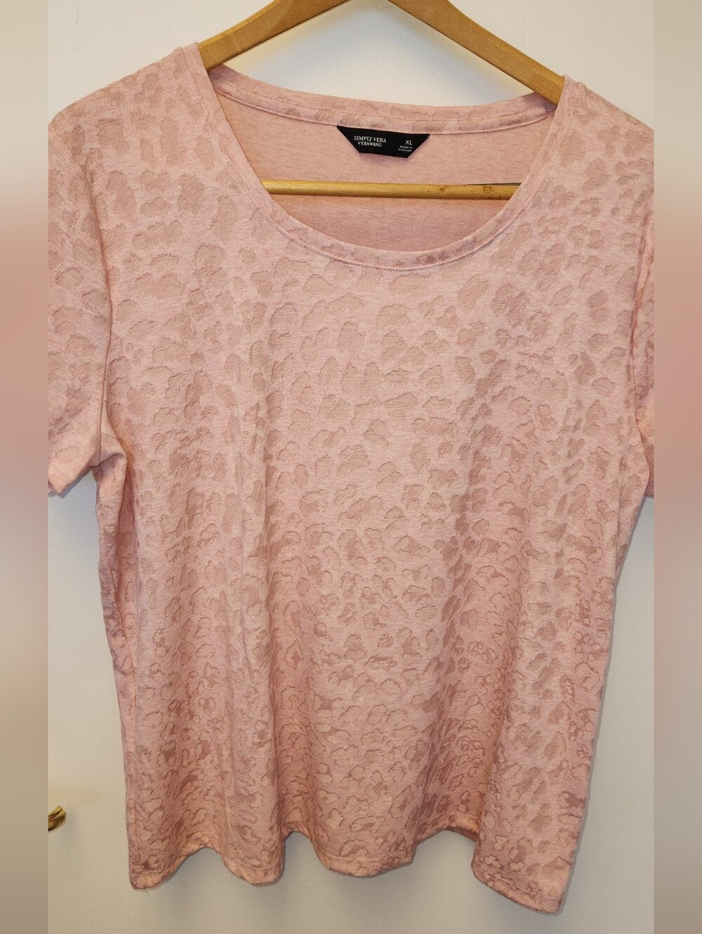 🩷Simply Vera Vera🩷Wang Pink Textured Short-Sleeve Top XL